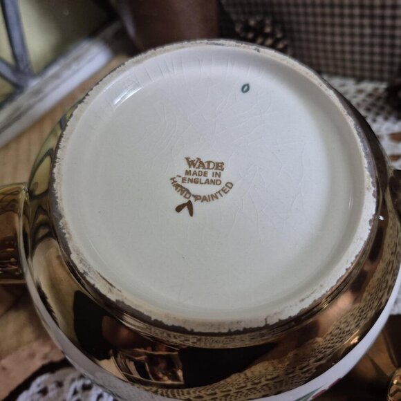 Wade England Tea Set - Bronze Copper - Teapot cream sugar - Mid-century Vintage - Picture 11 of 16